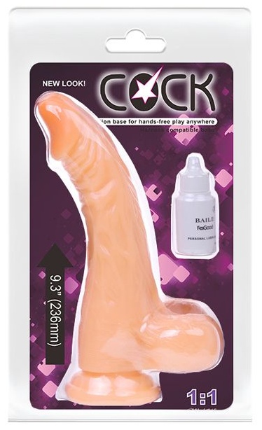 Телесный фаллоимитатор с внутренним хребтом - 23,5 см.