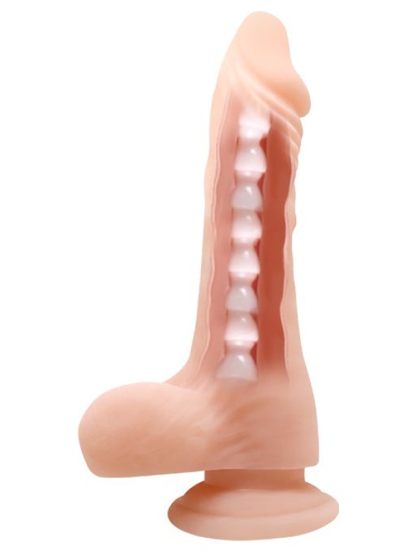 Телесный фаллоимитатор с внутренним хребтом - 23,5 см.