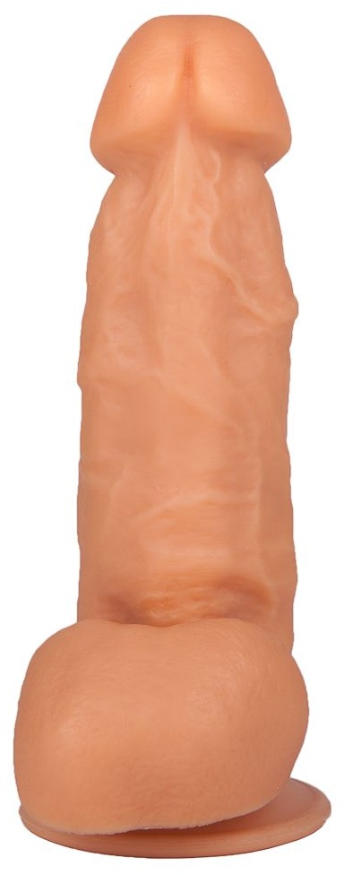 Фаллоимитатор  с мошонкой на присоске - 18,5 см.