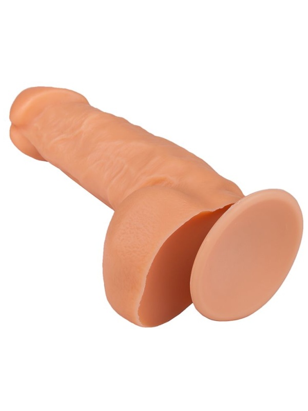 Фаллоимитатор  с мошонкой на присоске - 18,5 см.