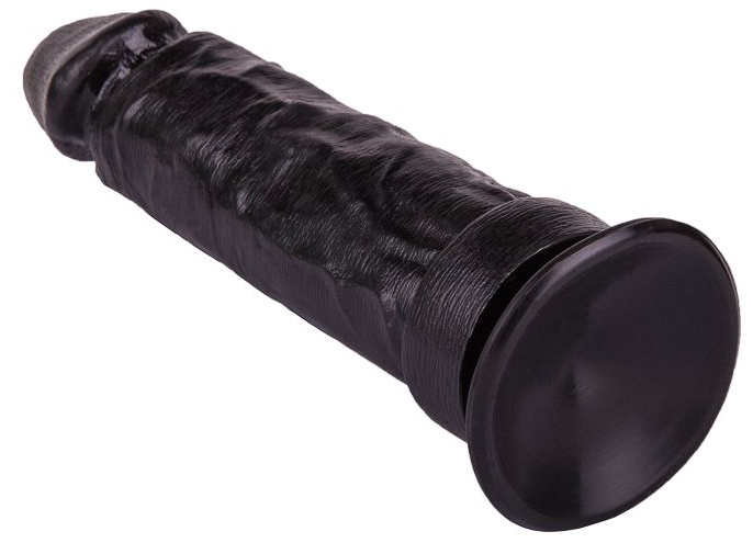 Крупный чёрный фаллоимитатор без мошонки - 20,5 см.