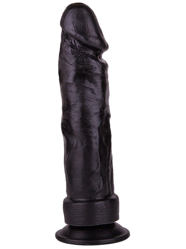 Крупный чёрный фаллоимитатор без мошонки - 20,5 см.