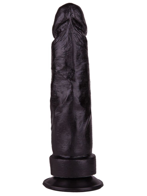 Крупный чёрный фаллоимитатор без мошонки - 20,5 см.
