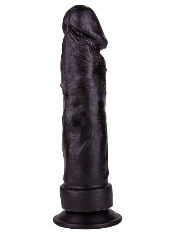 Крупный чёрный фаллоимитатор без мошонки - 20,5 см.