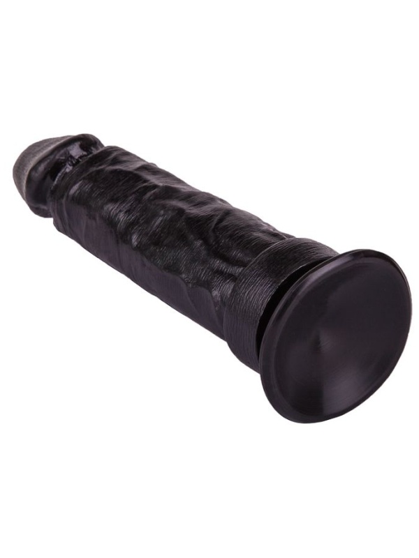 Крупный чёрный фаллоимитатор без мошонки - 20,5 см.
