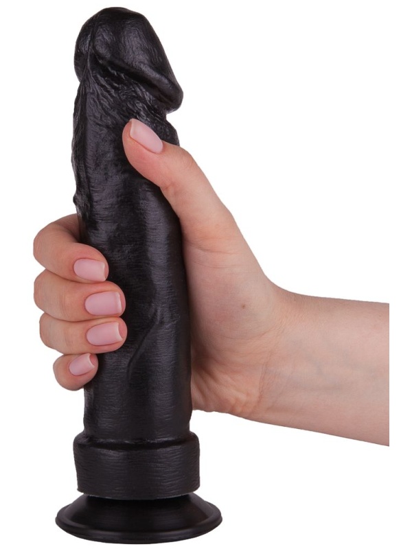Крупный чёрный фаллоимитатор без мошонки - 20,5 см.