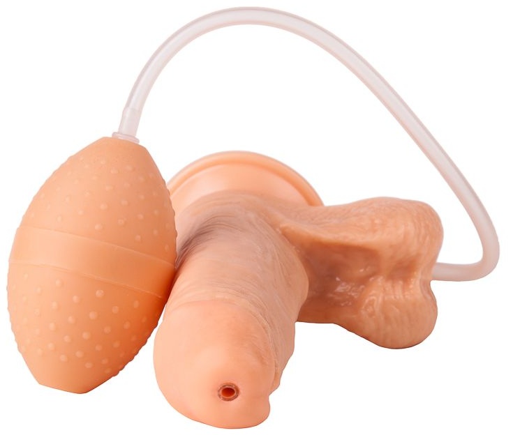 Фаллоимитатор-реалистик с грушей для имитации эякуляции - 16,5 см.