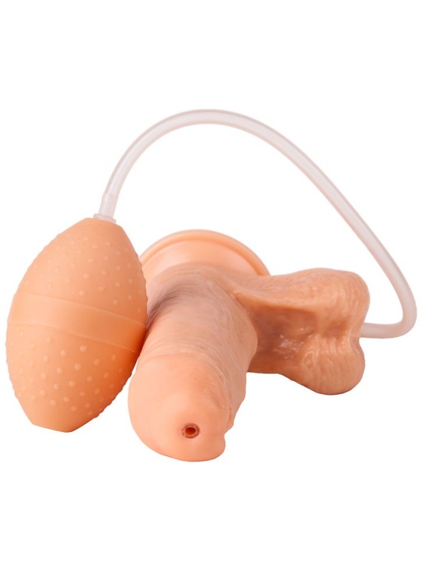 Фаллоимитатор-реалистик с грушей для имитации эякуляции - 16,5 см.