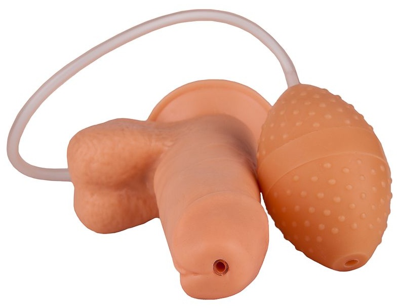 Реалистичный фаллоимитатор на присоске с грушей - 15,5 см.