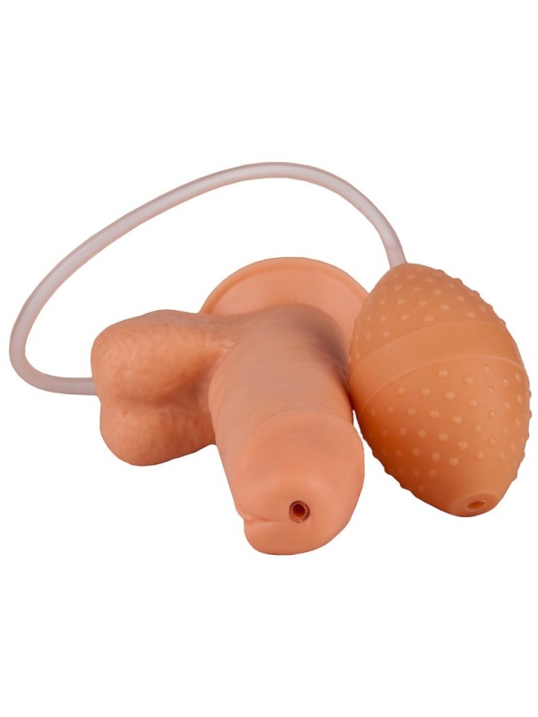 Реалистичный фаллоимитатор на присоске с грушей - 15,5 см.