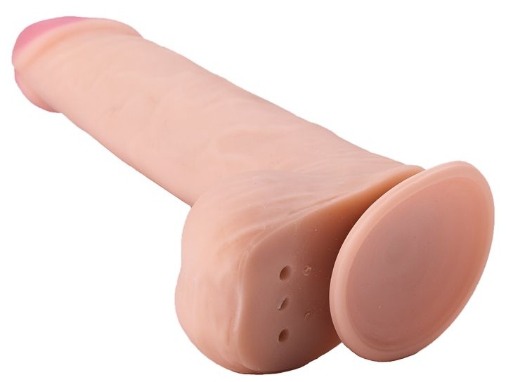 Фаллоимитатор с мошонкой из киберкожи на присоске - 19 см.