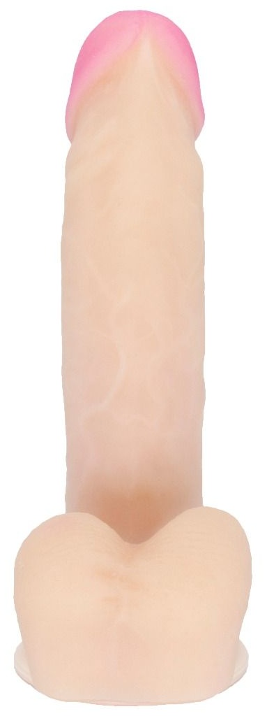 Реалистичный фаллоимитатор с нежно-розовой головкой - 18,5 см.