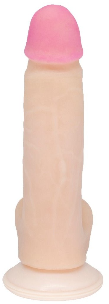 Реалистичный фаллоимитатор с нежно-розовой головкой - 18,5 см.