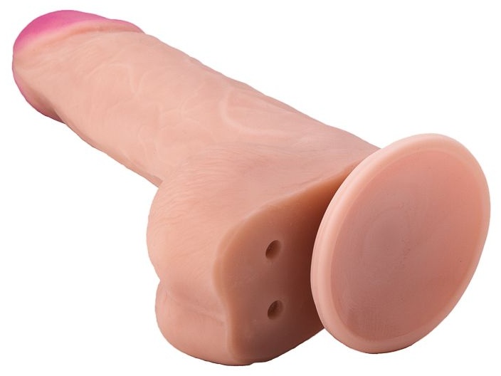 Реалистичный фаллоимитатор с нежно-розовой головкой - 18,5 см.