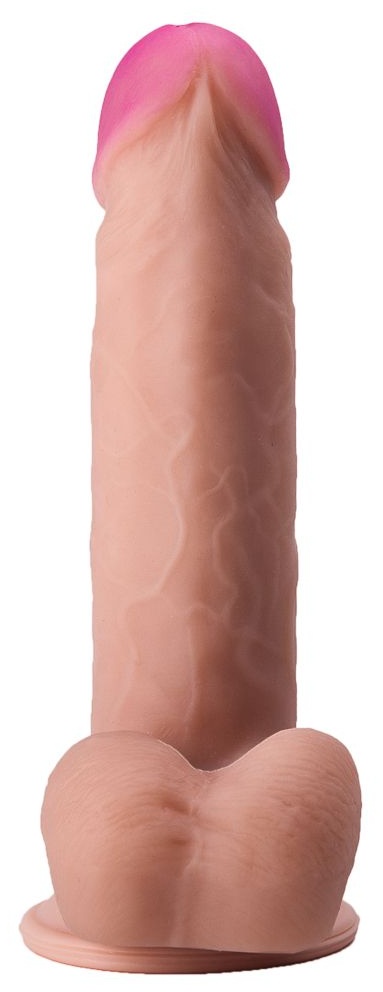 Реалистичный фаллоимитатор с нежно-розовой головкой - 18,5 см.