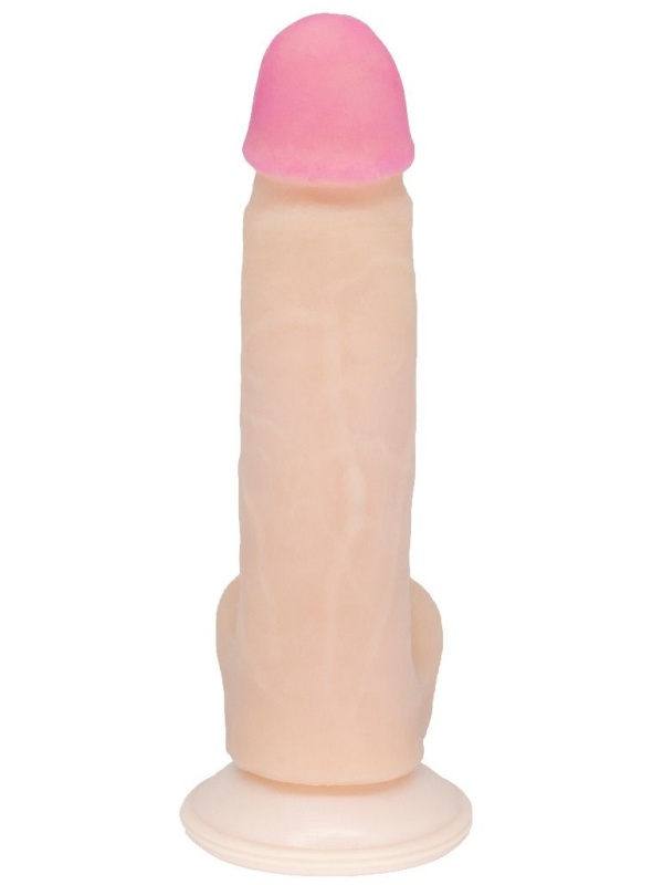 Реалистичный фаллоимитатор с нежно-розовой головкой - 18,5 см.