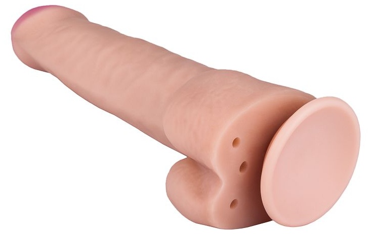 Фаллоимитатор с мошонкой на присоске - 21,3 см.