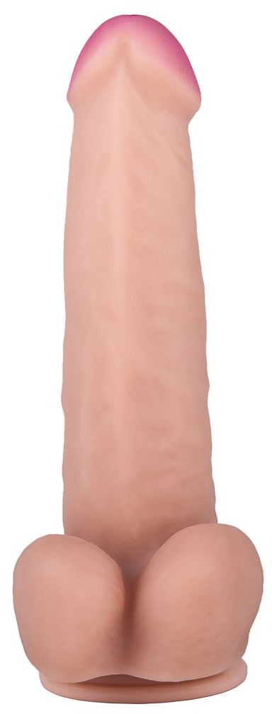 Фаллоимитатор с мошонкой на присоске - 21,3 см.