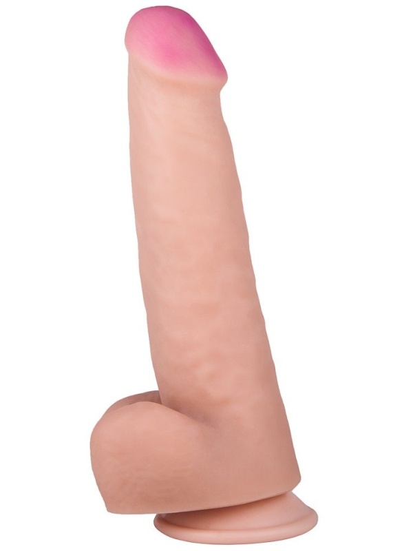 Фаллоимитатор с мошонкой на присоске - 21,3 см.