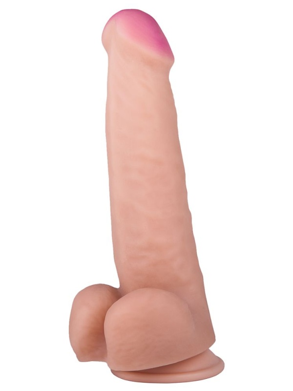 Фаллоимитатор с мошонкой на присоске - 21,3 см.