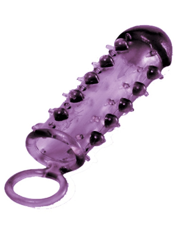 Закрытая фиолетовая насадка с пупырышками SAMURAI PENIS SLEEVE PURPLE - 14,5 см.