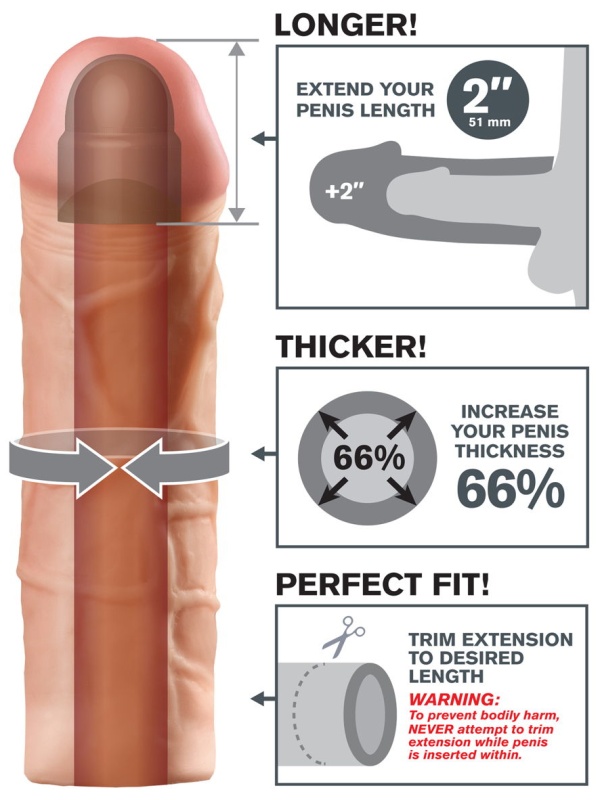 Телесная насадка Mega 2 Extension - 20 см.