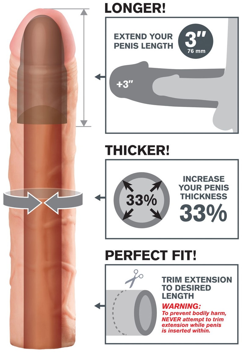 Телесная удлиняющая насадка Perfect 3 Extension - 22 см.