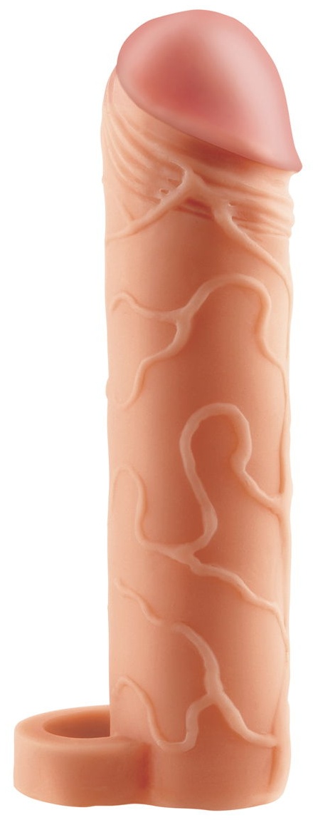 Телесная насадка с кольцом Perfect 1 Extension with Ball Strap - 17 см.