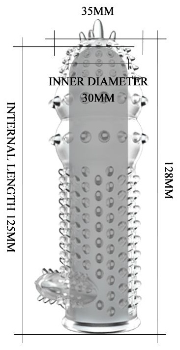Прозрачная насадка на пенис с шипами и стимулятором клитора - 12,8 см.