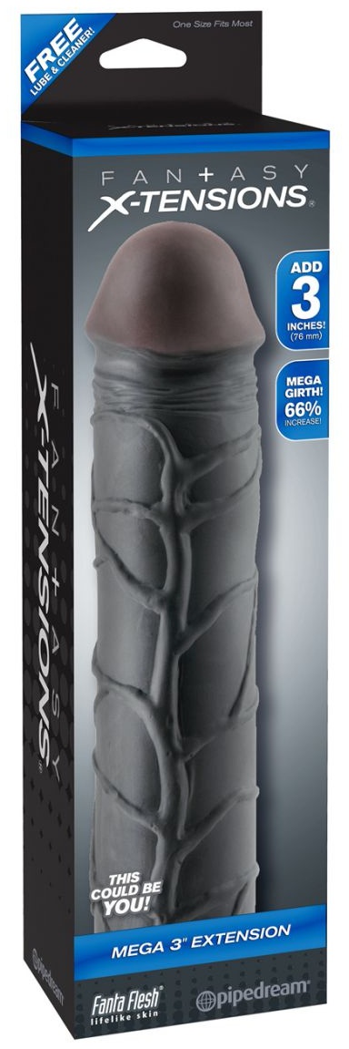 Чёрная удлиняющая насадка MEGA 3 EXTENSION - 22,8 см.