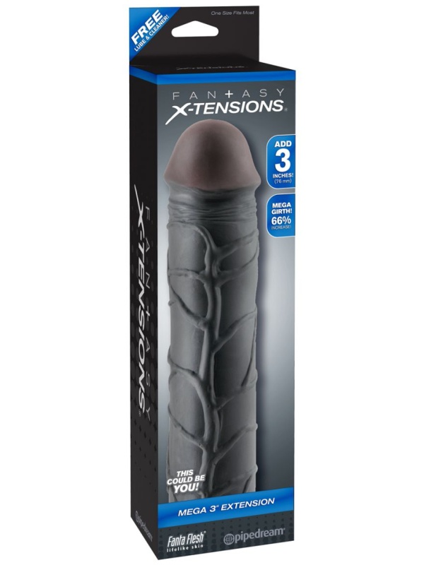 Чёрная удлиняющая насадка MEGA 3 EXTENSION - 22,8 см.