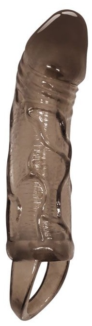 Вибрирующая насадка на пенис с подхватом для мошонки - 17 см.