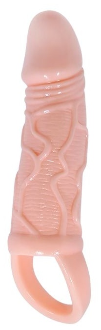 Вибрирующая насадка на пенис с подхватом для мошонки - 17 см.