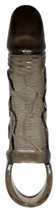 Вибрирующая насадка на пенис с подхватом для мошонки - 17 см.