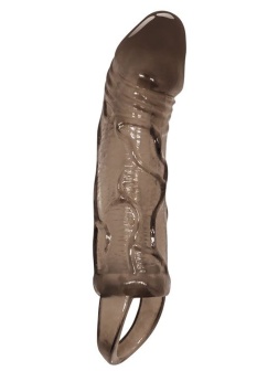 Вибрирующая насадка на пенис с подхватом для мошонки - 17 см.