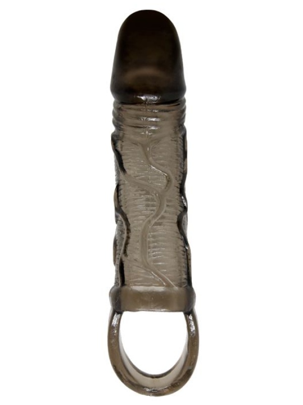 Вибрирующая насадка на пенис с подхватом для мошонки - 17 см.