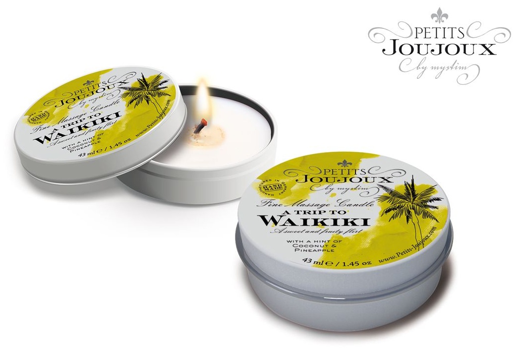 Массажная свеча Petits Joujoux Waikiki Beach с ароматом кокоса и ананаса - 33 гр.