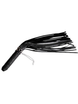 Чёрная плеть  Ракета  с рукоятью из латекса и хвостами из кожи - 65 см.