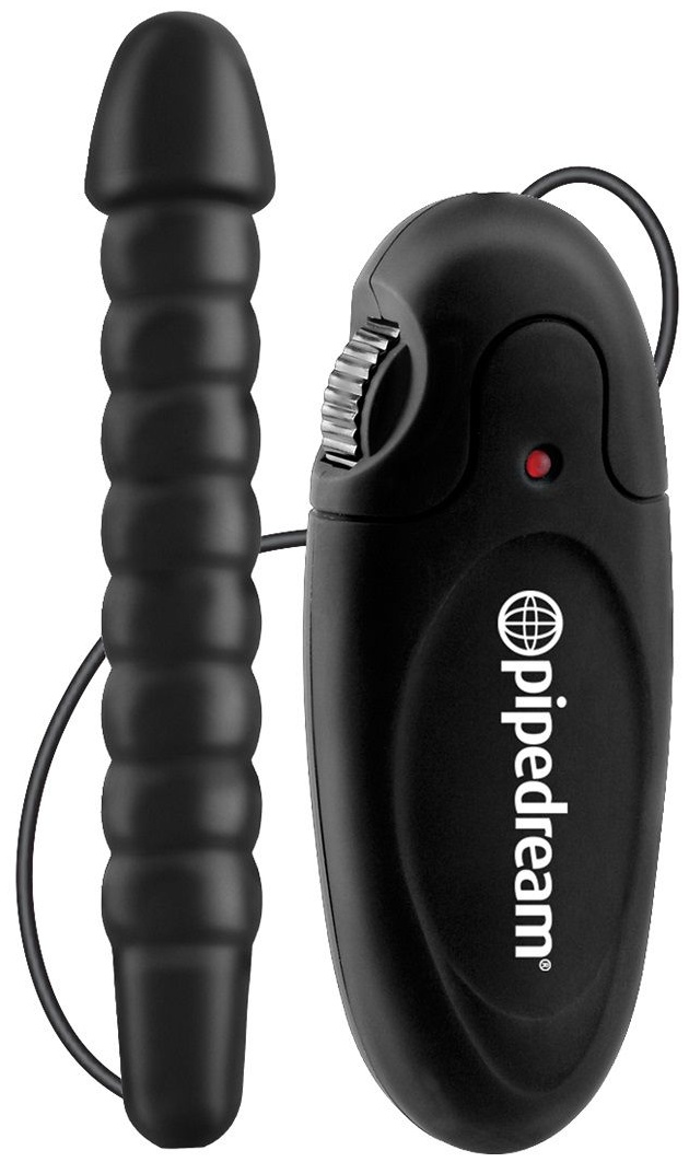 Анальный вибростимулятор с выносным пультом управления - 12,7 см.