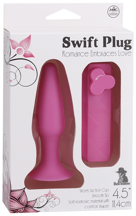 Розовая вибровтулка с выносным пультом управления - 11,4 см.