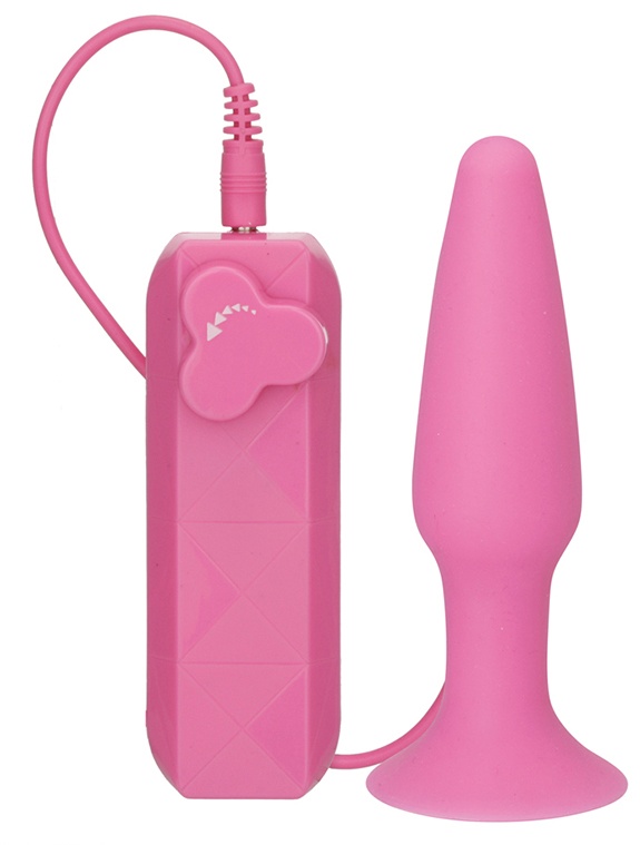 Розовая вибровтулка с выносным пультом управления - 11,4 см.