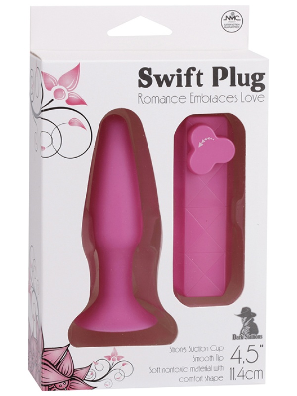 Розовая вибровтулка с выносным пультом управления - 11,4 см.