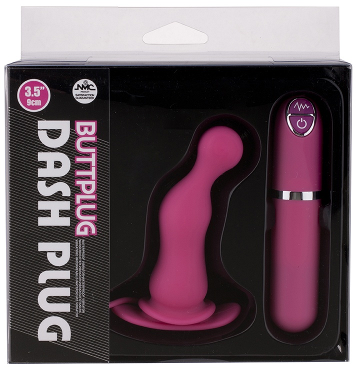 Розовая вибровтулка Dash Butt Plug With Mini Controller II - 9 см.