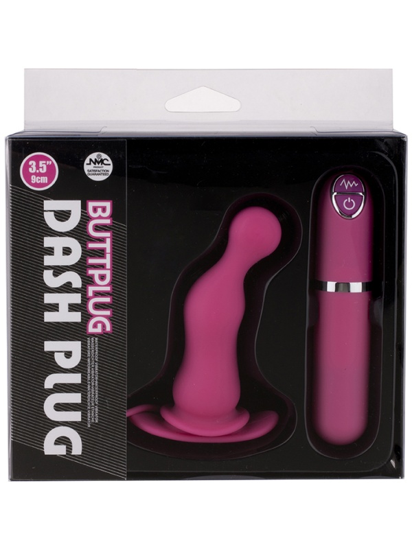 Розовая вибровтулка Dash Butt Plug With Mini Controller II - 9 см.