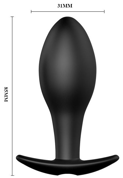 Чёрная анальная пробка с пультом управления - 8,5 см.