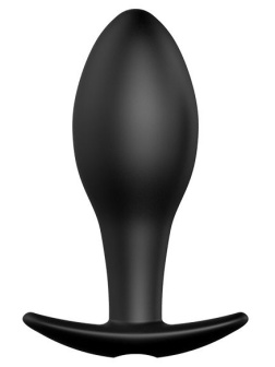Чёрная анальная пробка с пультом управления - 8,5 см.