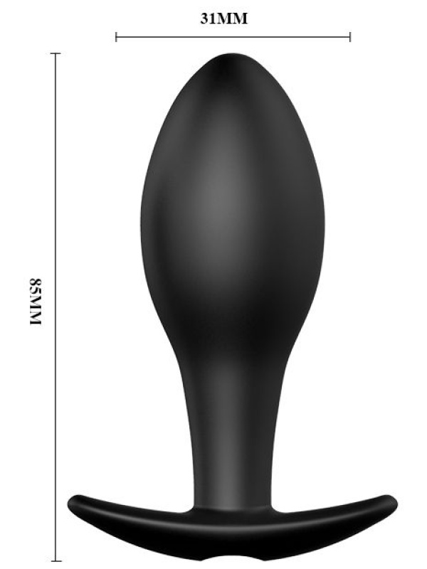 Чёрная анальная пробка с пультом управления - 8,5 см.