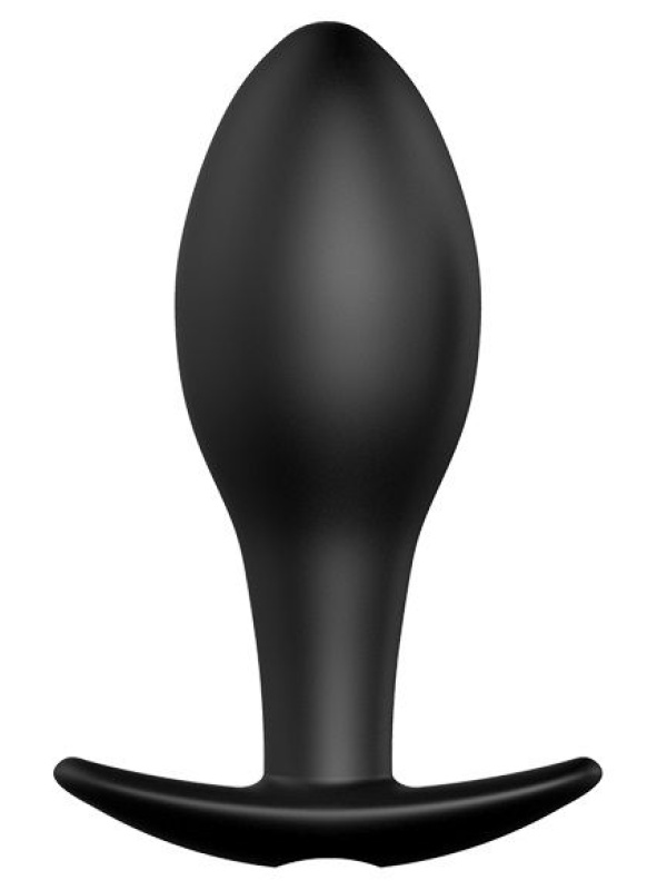 Чёрная анальная пробка с пультом управления - 8,5 см.
