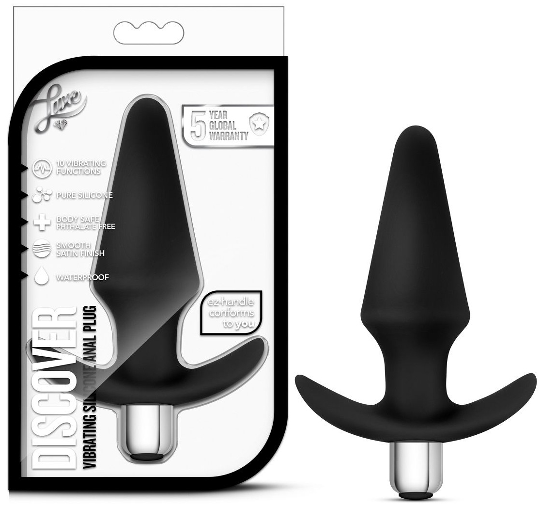 Чёрная  анальная вибропробка Luxe Discover - 12,7 см.