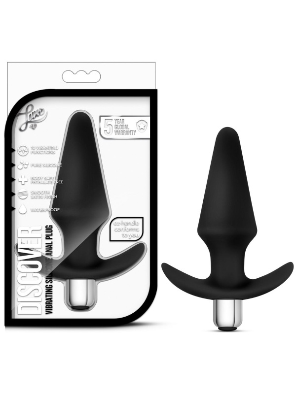Чёрная  анальная вибропробка Luxe Discover - 12,7 см.